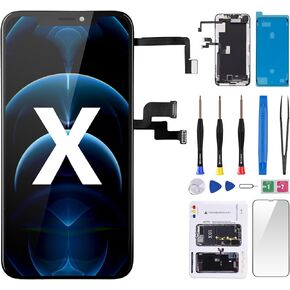 CYKJGS for iPhone X Screen Replacement 5.8" for iPhone 10 with Earpiece and Proximity Sensor LCD Display Digitizer 3D Touch Full Assembly Ear Speaker Repair Kit Front Glass Fix Tool A1865 A1901 A1902