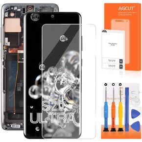 OLED for Samsung Galaxy S20 Ultra 5G Screen Replacement Display S20 Ultra 5G LCD for Samsung S20 Ultra Digitizer and Touch SM-G988U Screen SM-G988B Assembly Black with Frame (Support Fingerprin