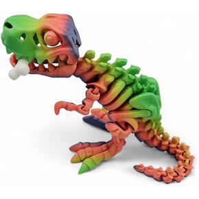T-Rex Fidget Figurine - Flexible Rexi with Bone 3D Printed Articulated Figurines for ADHD, Autism, Stress and Anxiety Relief, Unisex Adults (Bone)