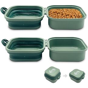 PINVNBY 2PCS Collapsable Dog Water Bowl, Portable Travel Dog Bowls with Lids Foldable Puppy Silicone Dish for Food and Water Feeding for Walking Camping and Hiking