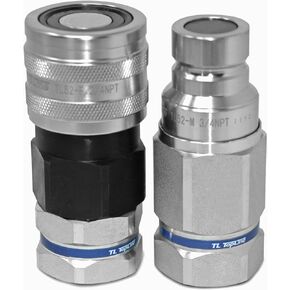 1" SAE Thread Flat Face High Flow Quick Connect Hydraulic Coupler Coupling - 3/4" body size (TL51) to mount directly on High Flow skid steer loaders