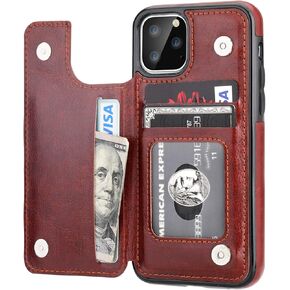 iPhone 11 Pro Wallet Case with Card Holder,OT ONETOP PU Leather Kickstand Card Slots Case,Double Magnetic Clasp and Durable Shockproof Cover for iPhone 11 Pro 5.8 Inch(Black)