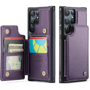 Vinich for Samsung Galaxy S22 Ultra Case with Card Holder, for Samsung S22 Ultra Wallet Case for Women Men with RFID Blocking, Durable Kickstand Shockproof Case for Galaxy S22 Ultra 5G, Black