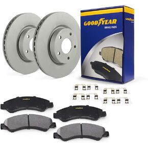 مجموعة مكابح أمامية مصقولة مضادة للأكسدة من Goodyear دوارات ووسادات سيراميك لبونتياك والمزيد PRK52727F
