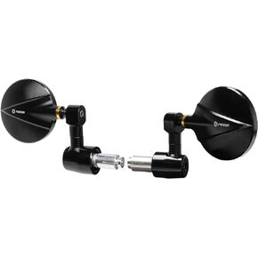 FENRIR CNC Aluminum Alloy Cafe Racer Round Black Motorcycle Bar End Mirrors side 22mm 7/8" inch Handlebar Mirror Universal Rear View For M8/M6 Super Sport Naked Street Bike Cruiser Scooter Minimoto