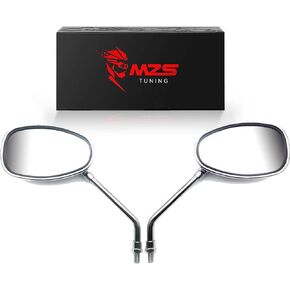 MZS Cruiser Motorcycle Mirrors Chrome, Touring Rear View Side Mirror Adjustable Compatible with Fury Interstate Magna Nighthawk Rebel 250 300 500 CMX Sabre Shadow Stateline Valkyrie VTX1300 VTX1800