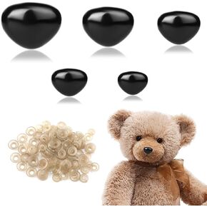 100PCS Safety Noses for Amigurumi, Plastic Animal Safety Noses with Washers Doll Noses for Crochet Stuffed Animal Safety Noses for Puppet Plush Toy (5 Sizes)
