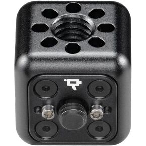 Wooden Camera Accessory Cube with Anti-Twist Pins to Mount to Cage or Rig, Compact 1" Cube for Mounting Accessories (3/8"-16)