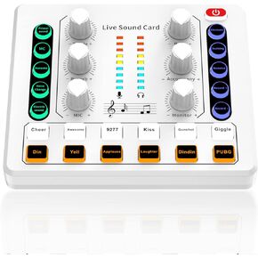 Live Sound Card, Mini Audio Mixer Board for PC Computer Phone, Voice Changer Sound Card for PS4, Xbox, Switch, DJ Mixer, Podcast