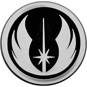 شعار SW Jedi Order البلاستيكي التلقائي - [فضي] [3 بوصة × 3 بوصة]