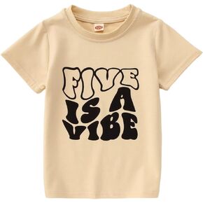 5th Birthday Shirts for Girl Boy Five is A Vibe Rainbow Fifth Birthday T-Shirt 5 Year Old Kids Party Gift Tees Tops
