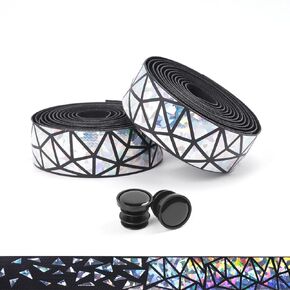 SUKOUSRAM Bike Bar Tapes PU+EVA Gradient Bright Color Tapes with Plugs Self-Adhering Tape for Road Bike Mountain MTB Cycling,2 Rolls of Blue
