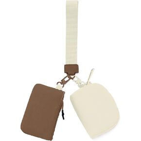 Zip Around Wristlet Wallet,Dual Pouch Wristlet for Women,Mini Women Coin Pocket Detachable pouches Wristlet