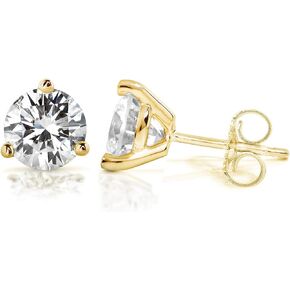 Kobelli 3 CTW Classic Round 7.5mm Moissanite Stud Earrings in 14K Gold