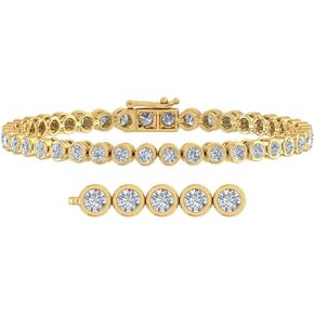 FINEROCK 5 Carat Bezel Set Diamond Tennis Bracelet in 14K White Gold (7.5 Inch)