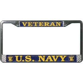 United States Navy veteran metal license plate frame