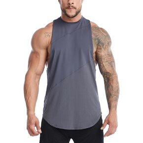 meioro Men's Workout Tank Top Mesh Patchwork Sleeveless Gym T Shirt Bodybuilding Fitness Muscle Tee Shirts