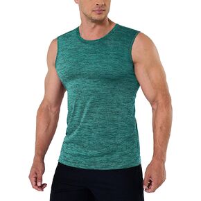 MAGCOMSEN Men's Sport Tank Tops Quick Dry Sleeveless Shirts Athletic Running Fitness T-Shirts Emerald Green, 2XL