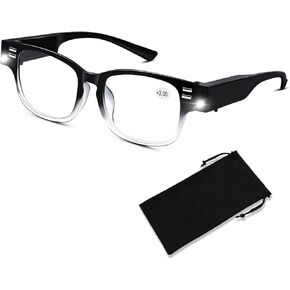 Magnifying Glasses with Light Reading Glasses Bright LED Readers with Lights Built in Glasses with Lights and Magnifier for Men Women Eyeglasses Lighted Magnifier Nighttime LED Reading Glasses+200