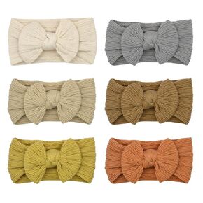 6 Pack Nylon Baby Girl Bows with Headbands, Stretchy Pink Infant Headband Bows for Baby Girls Head Wraps Newborn Toddler Unisex (03H-10)