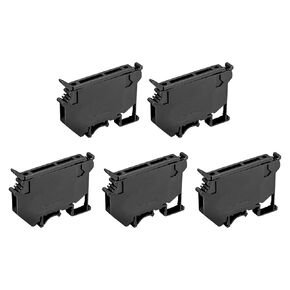 MECCANIXITY DIN Rail Mount Fuse Holder Terminal Blocks Black UK5 LED220V Pack of 5
