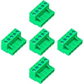 Keszoox 15 Pack 5.08mm Pitch Green Phoenix Type Connector 5 Pin PCB Screw Terminal Block