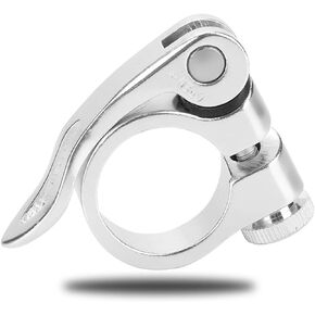 Keenso Bike Seatpost Clamp 25.4, Durable Aluminum Alloy Seatpost Clamp 25.4mm Adjustable Quick Release Seatclamp For 25.4mm Bike Tube(Silver)