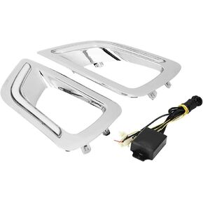 Aramox Daytime Running Lamp, 2Pcs 12V LED Daytime Running Light Two Color with Turn Signal Light Fit for Nissan Navara NP300 15-18