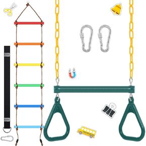 ShinyRelief 2 Pack Gym Swing Sets 48'' Trapeze Swing Bar Monkey Bar سلسلة شديدة التحمل مع قفل 6.8ft تسلق حبل سلم لعبة التسلق لملحقات التأرجح لملعب بيت الشجرة للعب في الهواء الطلق in Saudi Arabia