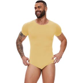 kiligspace Mens Short Sleeve Bodysuit Romper Pajamas For Men Button Crotch Onesies-Basic Onesies