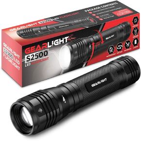 مصباح يدوي GearLight S2500 LED - مصابيح يدوية تكتيكية قوية للغاية ومشرقة للغاية مع لومن عالي للتخييم والطوارئ والاستخدام اليومي in Kuwait