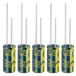 Cermant 20pcs 25V 47UF Capacitor 5x11MM(0.2x0.43in) High Frequency Aluminum Electrolytic Capacitors for TV, LCD Monitor, Game
