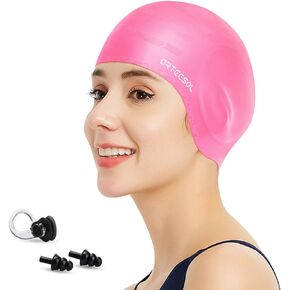 Swimming Cap, Silicone Swim Cap for Women Men, Durable Non-Slip Waterproof Swim Cap Protect Ears, Long Hair for Adults, Older Kids
