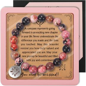 Sensi Blue Coworker Leaving Gifts, Retirement Gifts for Women, Farewell Going Away Goodbye New Job Gifts for Female, Retired Gifts for Boss Colleague, Natural Stone Compass Bracelets