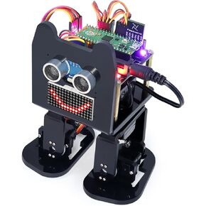 مجموعة روبوت Freenove ذات قدمين لـ Raspberry Pi Pico W (متضمنة) (متوافقة مع Arduino IDE)، تعبيرات مصفوفة LED، تجنب العوائق، أضواء ملونة، طنان، مكبر صوت، تطبيق