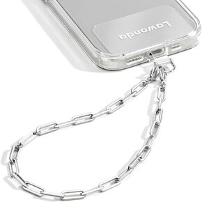 Lawonda Cell Phone Charm Strap with Wrist Metal Chain Detachable Phone Lanyard Women Girls Hands-Free Mobile Phone Accessory for All Smartphone Regal Silver