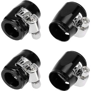 X AUTOHAUX 4pcs AN6 Hex Red Car Hose Finisher Flexible Rubber Pipe Clamp with Screw Band Adapter Fitting for Oil Fuel Water Tube