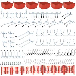 Daanxw 148PCS Pegboard Accessories Organizer Kit, Pegboard Bins, Pegboard Set for Tools, 1/8 and 1/4 inch Pegboard Hooks Assortment, Pegboard Bins, Metal Hooks for Hanging Storage (Blue)