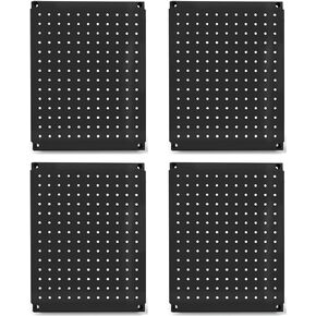 Metal Pegboard 12-Inch Tall x 16-Inch Wide Heavy Duty Wall Organizer for Home Garage Tool Storage 4pcs Black