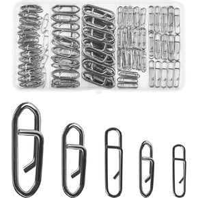 OROOTL Fishing Snaps Clips Kit, 165pcs Power Fishing Clips High Strength Fishing Snaps Fishing Power Speed Clips for Fishing Lure Quick Change Freshwater Saltwater Fishing Connector Tackle