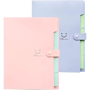 مجلد الأكورديون القابل للتوسيع، FOME 2 حزمة مجلد ملفات متين قابل للتوسيع 5 حجم حرف الجيب / منظم مستندات ورقية A4 للمدرسة والمكتب المنزلي (أرجواني، وردي) in Kuwait