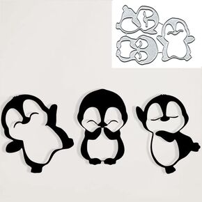 3pcs/Set Penguins Metal Die Cuts, Cute Penguins Cutting Dies Cut Stencils DIY Scrapbooking Cards Decorative Embossing Paper Dies for Album Card Scrapbooking Making