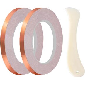 Thrseely 3 Pack Copper Foil Tape, 3 Size Double-Sided Conductive Copper Tape for Stained Glass, DIY Handicrafts, Crafting, Guitar and EMI Shielding