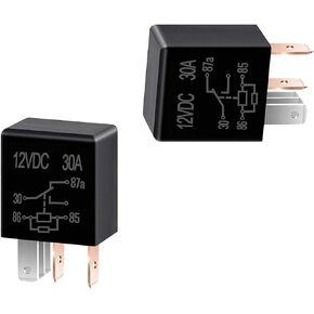 2 PCS 5 Pin 12V Car Starter Relay, Multi-Purpose 30A Waterproof Heavy Duty Relay Replacement, Universal Automotive Conditioner Relay Accessories for Cars SUVs Trucks (Black)