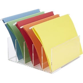 Mind Reader Vertical File Holder, Desktop Organizer, File Storage, Office, Acrylic, 11"L x 10"W x 4.75"H, Clear