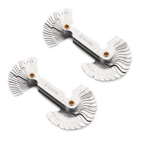 2 Pack 55 & 60 Degree Metric Inch Thread Plug Gauge Gear Tooth Screw Pitch Gauges Measuring Carbon Steel Center Measurement Lathe Combination Tools
