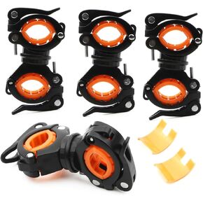 Flashlight Holder, 360º Degree Rotation Bicycle Bike LED Light Flashlight Torch Mount Clamp Clip Holder Grip Bracket, Bike Flashlight Mount, Pack of 4
