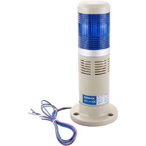 Baomain Alarm Warning Light 110V AC Industrial Buzzer Continuous Blue LED Signal Tower LTP-502TJ