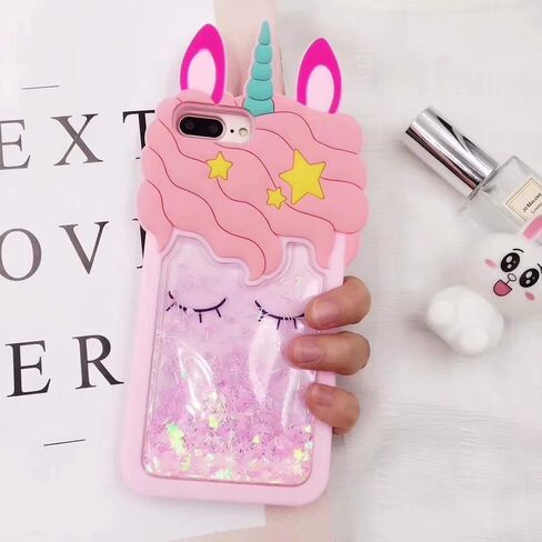 for iPod Touch 7(2019) Case,iFunny Cute 3D Cartoon Animal Quicksand Unicorn Floating Glitter Stars Shockproof Soft Silicone Kawaii Case For iPod Touch 7(2019)/iPod Touch 5 6 (Quicksand Unicorn) in Saudi Arabia