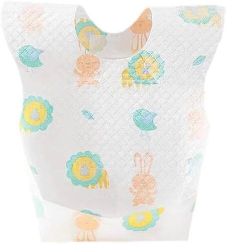 مرايل ورقية للاستعمال مرة واحدة، 20 مريلة للاستعمال مرة واحدة - مرايل سفر للأطفال، مرايل للأطفال للاستعمال مرة واحدة مع أداة تجميع فتات الخبز - ناعمة ومقاومة للتسرب ومريحة للأطفال الرضع والتغذية والسفر والاستخدام الخارجي in Kuwait